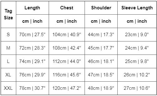 Vertical 9 Size Chart