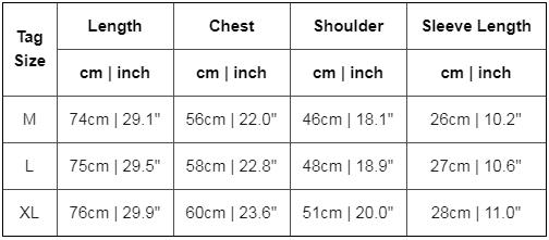 Theory Shirt Size Chart