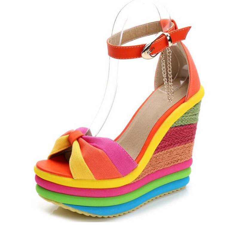 colorful espadrille muffin wedge sandals